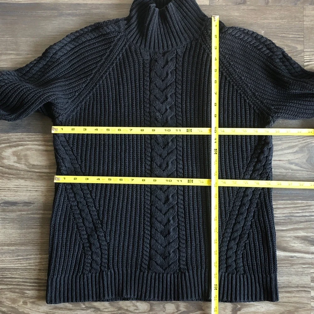 Lululemon Bring The Cozy Sweater Black Cotton Cable Knit Turtleneck